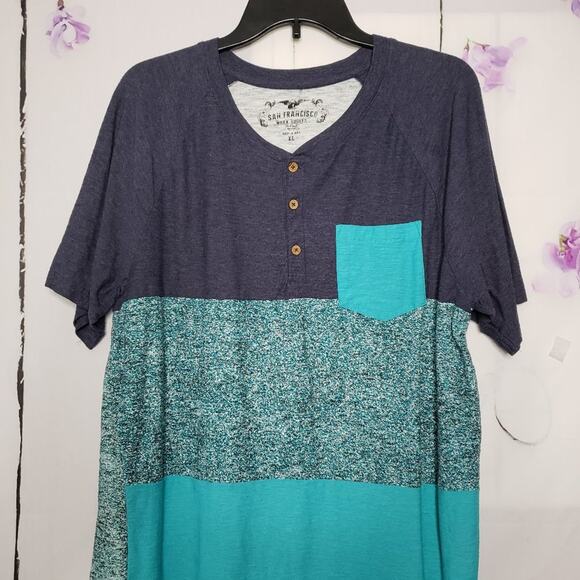 San Francisco Work Shirts Speckle Color Block Button Tee XL - Picture 6 of 6